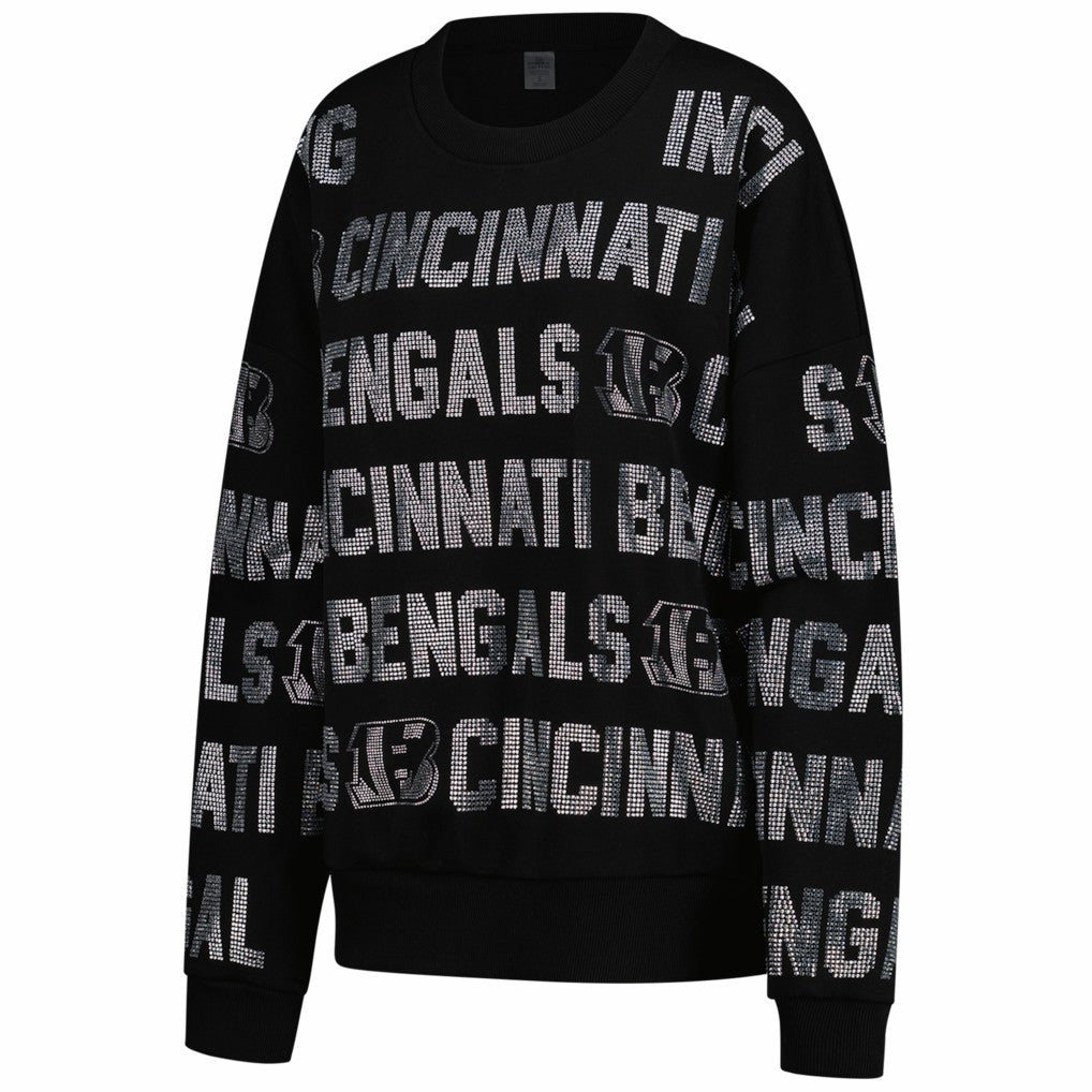 Gameday Couture Women's Oversized Hype Era Rhinestone Text Sweatshirt - Cincinnati Bengals