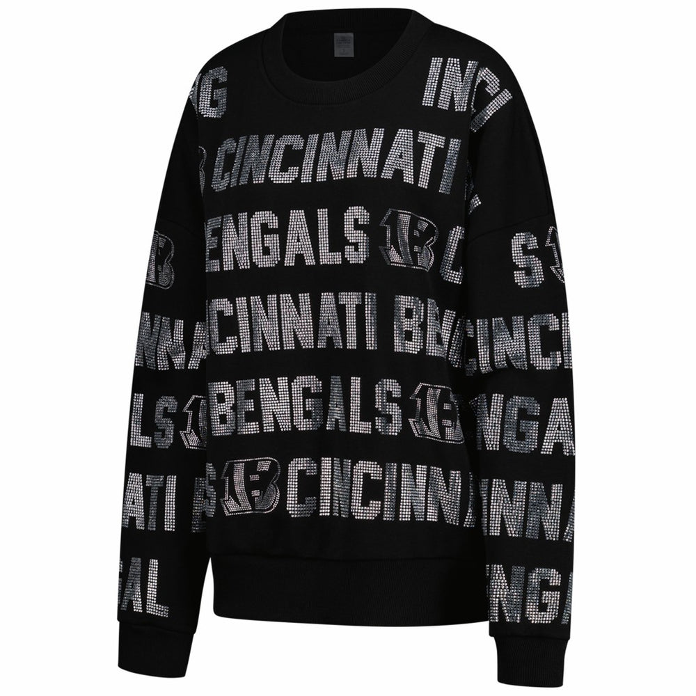 Gameday Couture Women's Oversized Hype Era Rhinestone Text Sweatshirt - Cincinnati Bengals