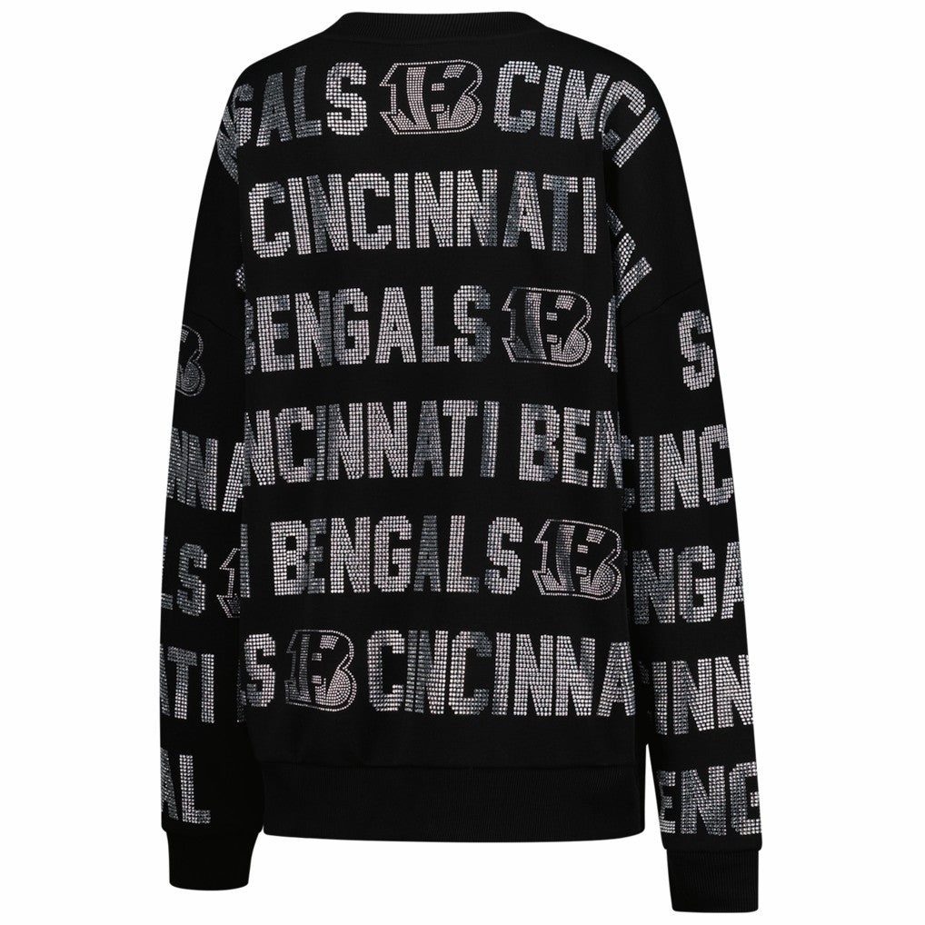 Gameday Couture Women's Oversized Hype Era Rhinestone Text Sweatshirt - Cincinnati Bengals