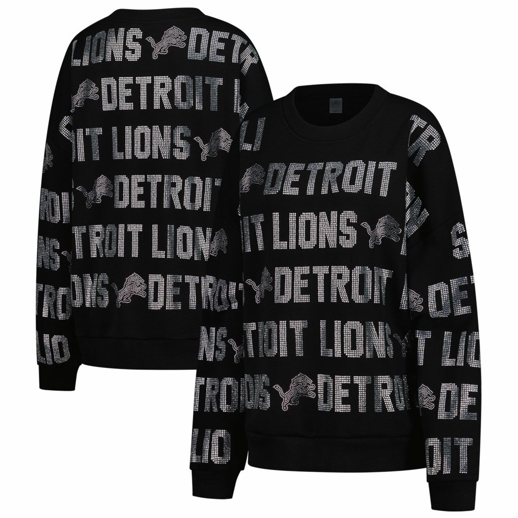 Gameday Couture Women's Oversized Hype Era Rhinestone Text Sweatshirt - Detroit Lions