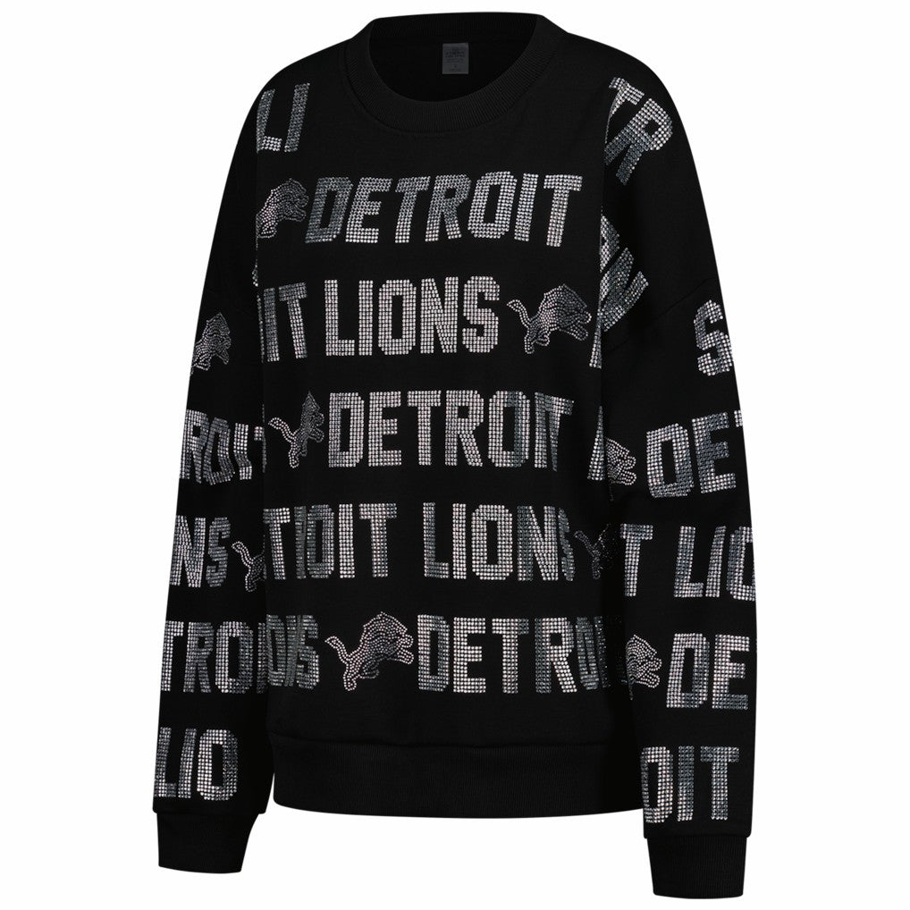 Gameday Couture Women's Oversized Hype Era Rhinestone Text Sweatshirt - Detroit Lions