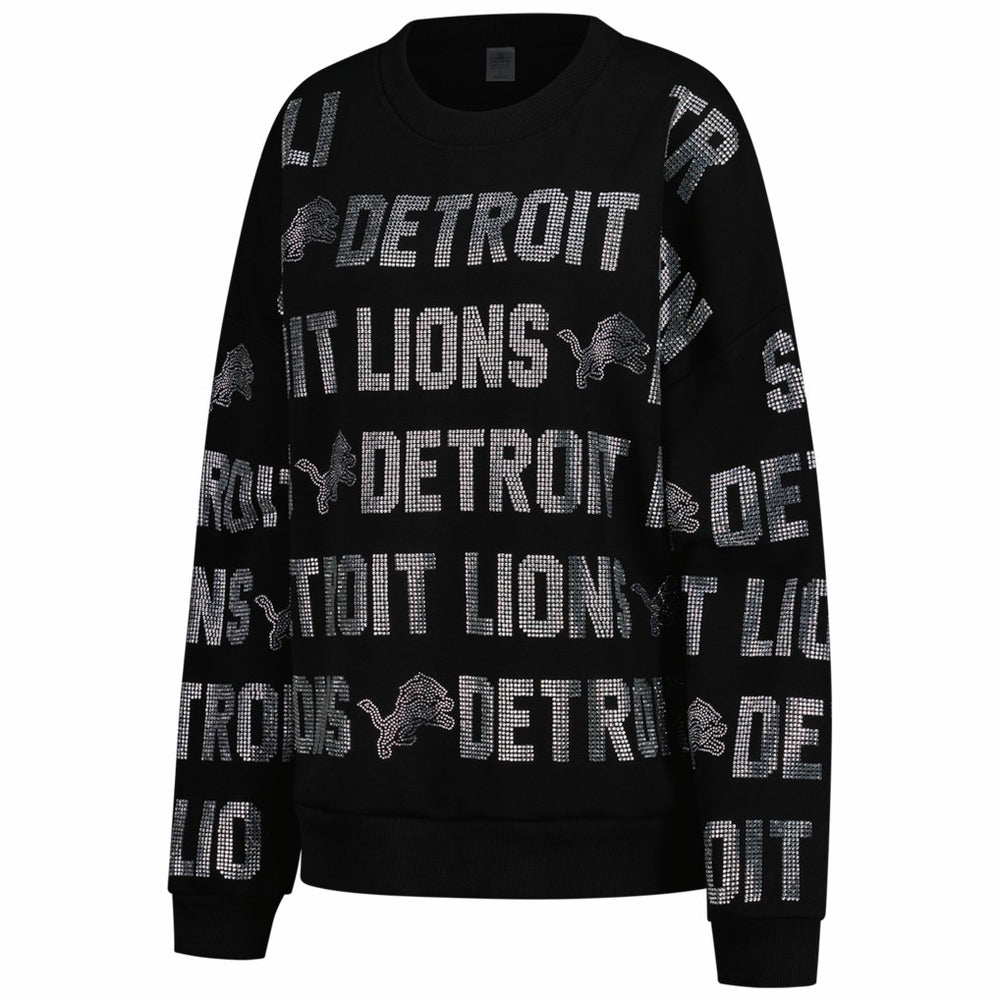 Gameday Couture Women's Oversized Hype Era Rhinestone Text Sweatshirt - Detroit Lions