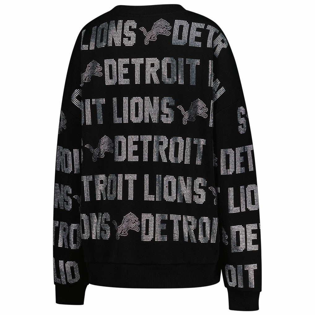 Gameday Couture Women's Oversized Hype Era Rhinestone Text Sweatshirt - Detroit Lions