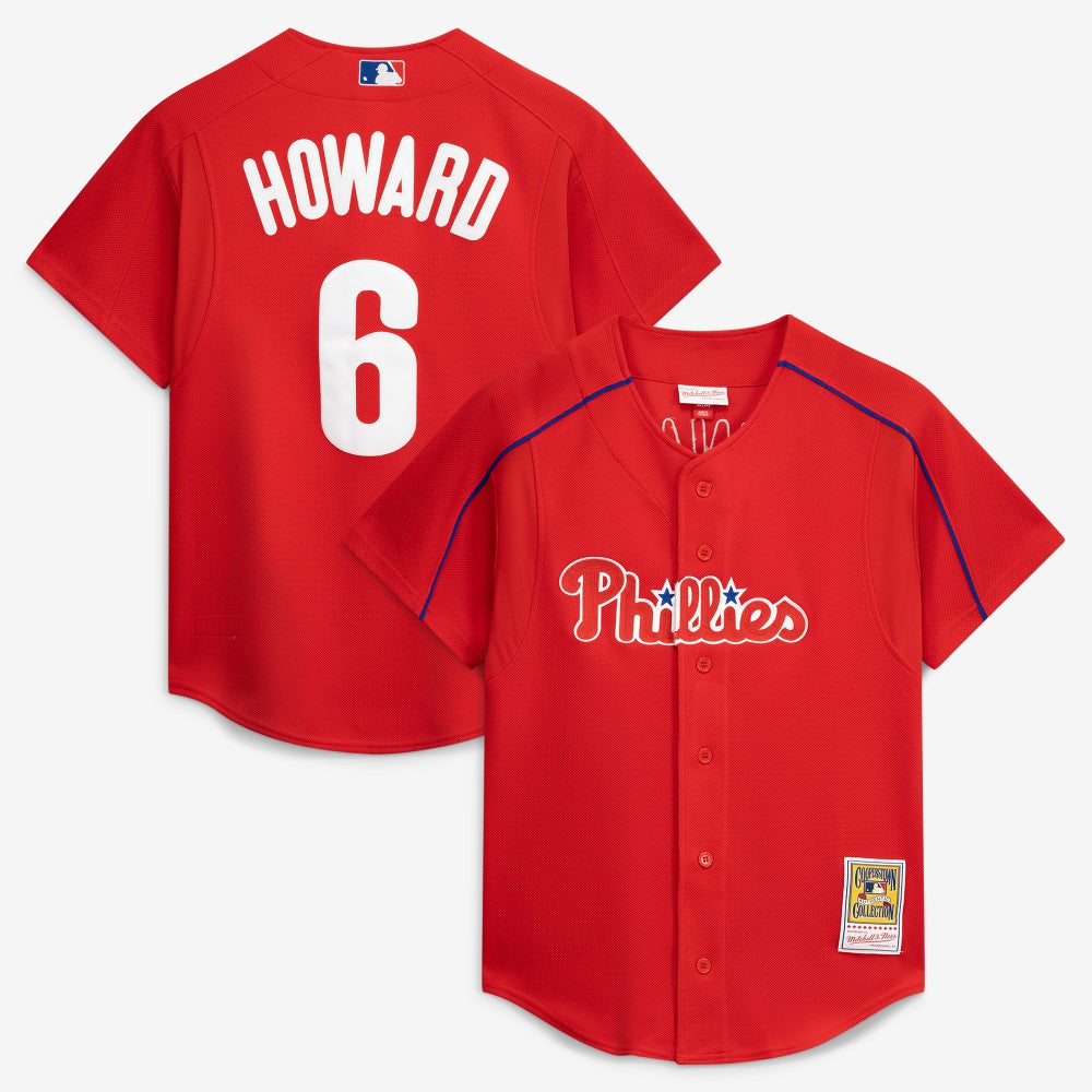 MLB Ryan Howard Philadelphia Phillies Mitchell & Ness Cooperstown Collection Batting Practice Jersey – Red
