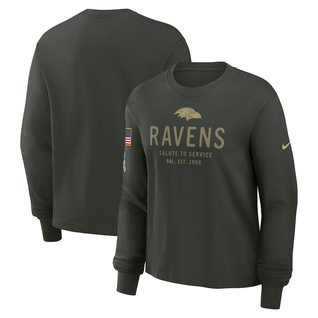 Women's 2025 Salute to Service Sideline Dri-FIT Long Sleeve T-Shirt - Baltimore Ravens