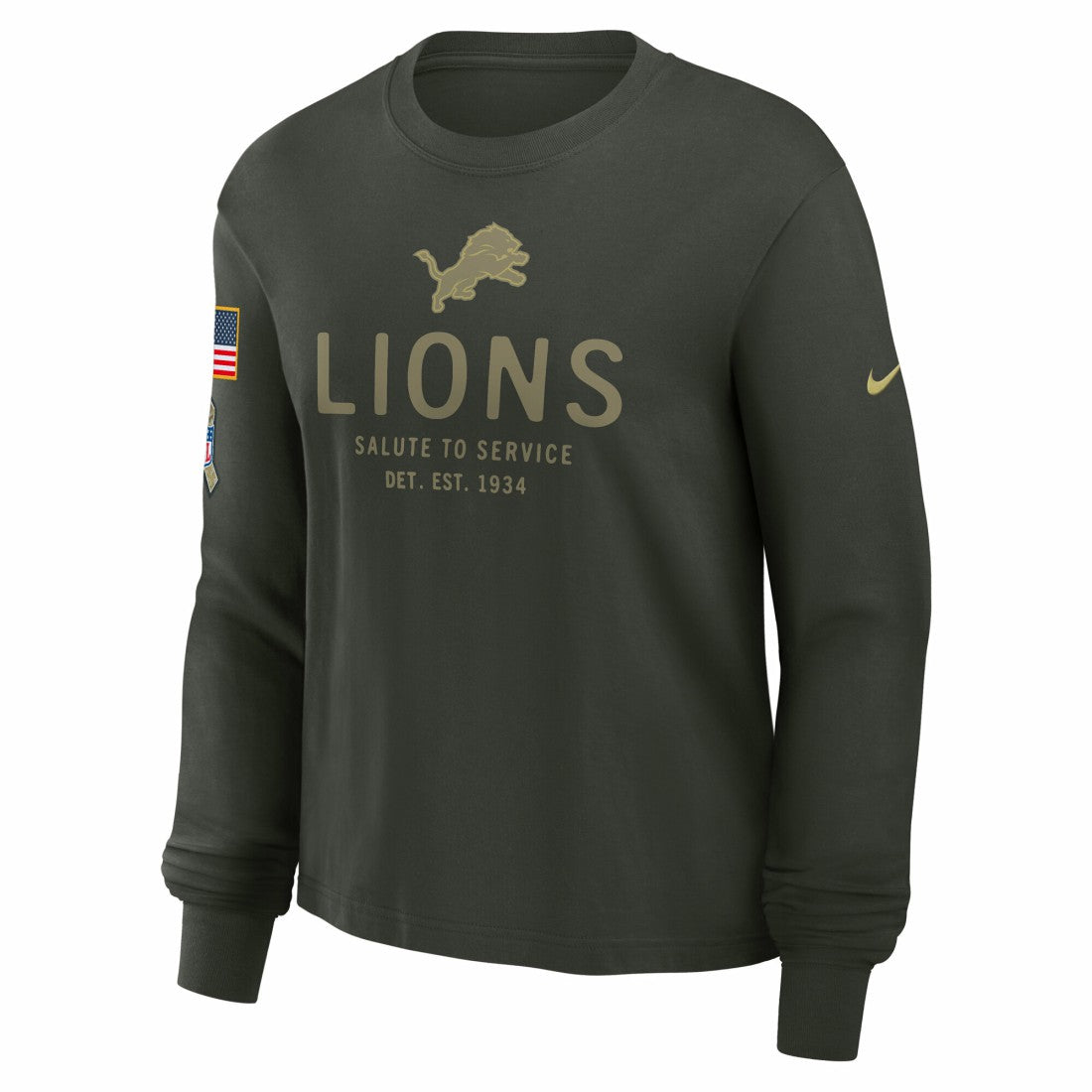 Women's 2025 Salute to Service Sideline Dri-FIT Long Sleeve T-Shirt - Detroit Lions