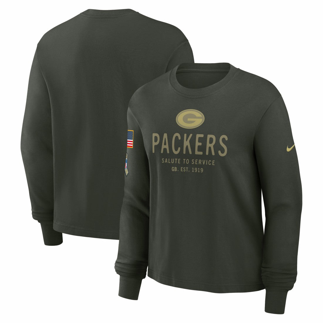 Women's 2025 Salute to Service Sideline Dri-FIT Long Sleeve T-Shirt - Green Bay Packers