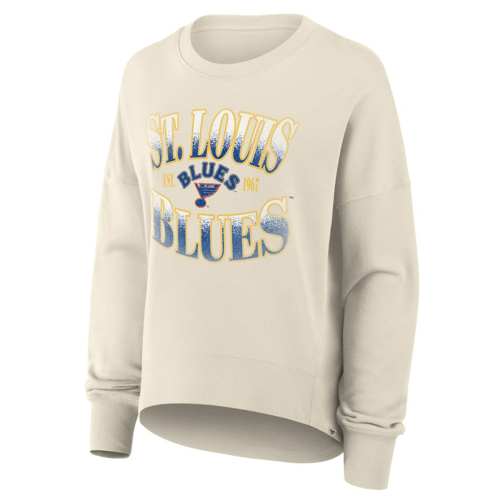 NHL Cream St. Louis Blues Fanatics Women's Oversized Vintage Slice Pullover Sweatshirt