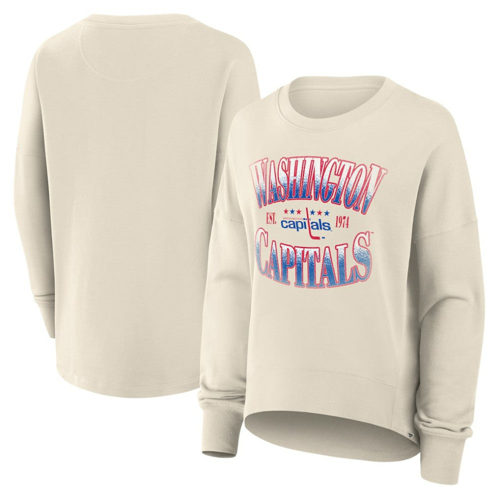 NHL Cream Washington Capitals Fanatics Women's Oversized Vintage Slice Pullover Sweatshirt