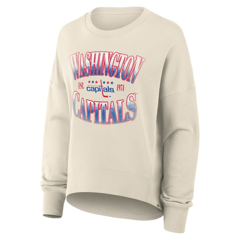 NHL Cream Washington Capitals Fanatics Women's Oversized Vintage Slice Pullover Sweatshirt