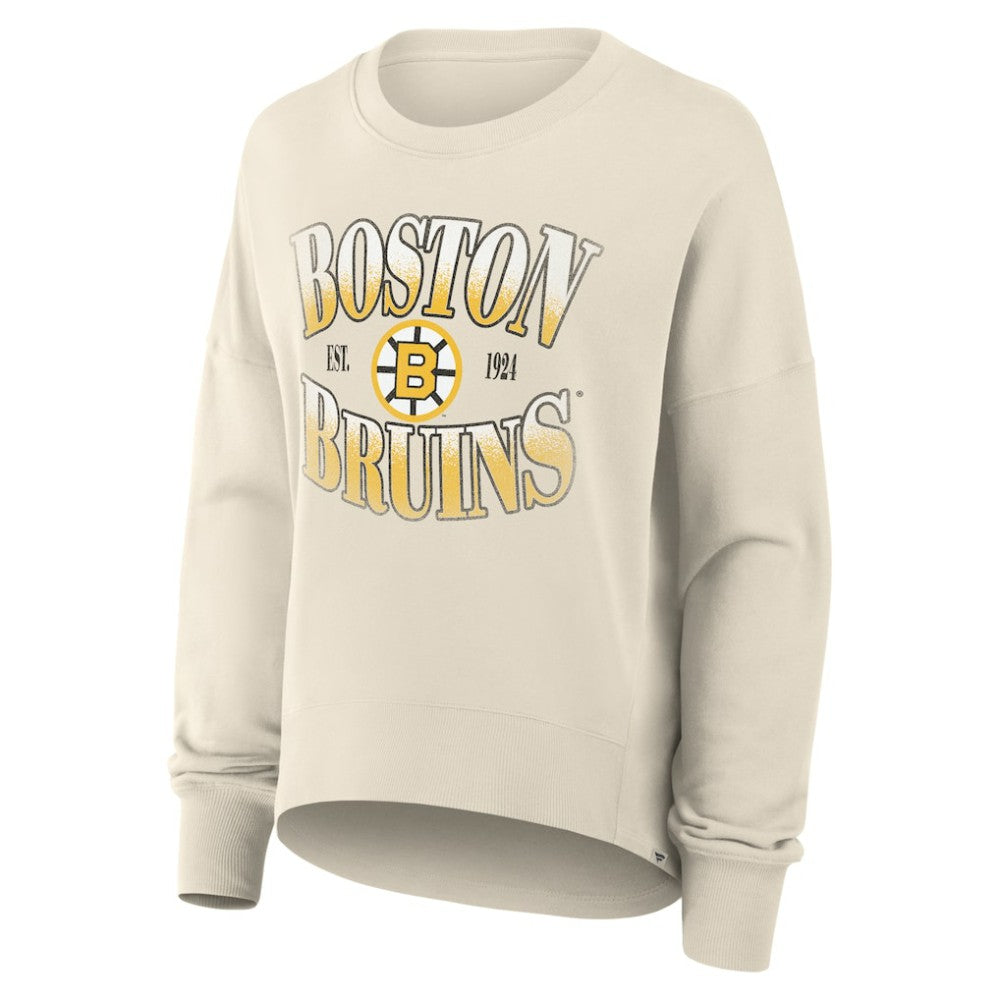 NHL Cream Boston Bruins Fanatics Women's Oversized Vintage Slice Pullover Sweatshirt
