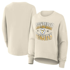 NHL Cream Pittsburgh Penguins Fanatics Women's Oversized Vintage Slice Pullover Sweatshirt