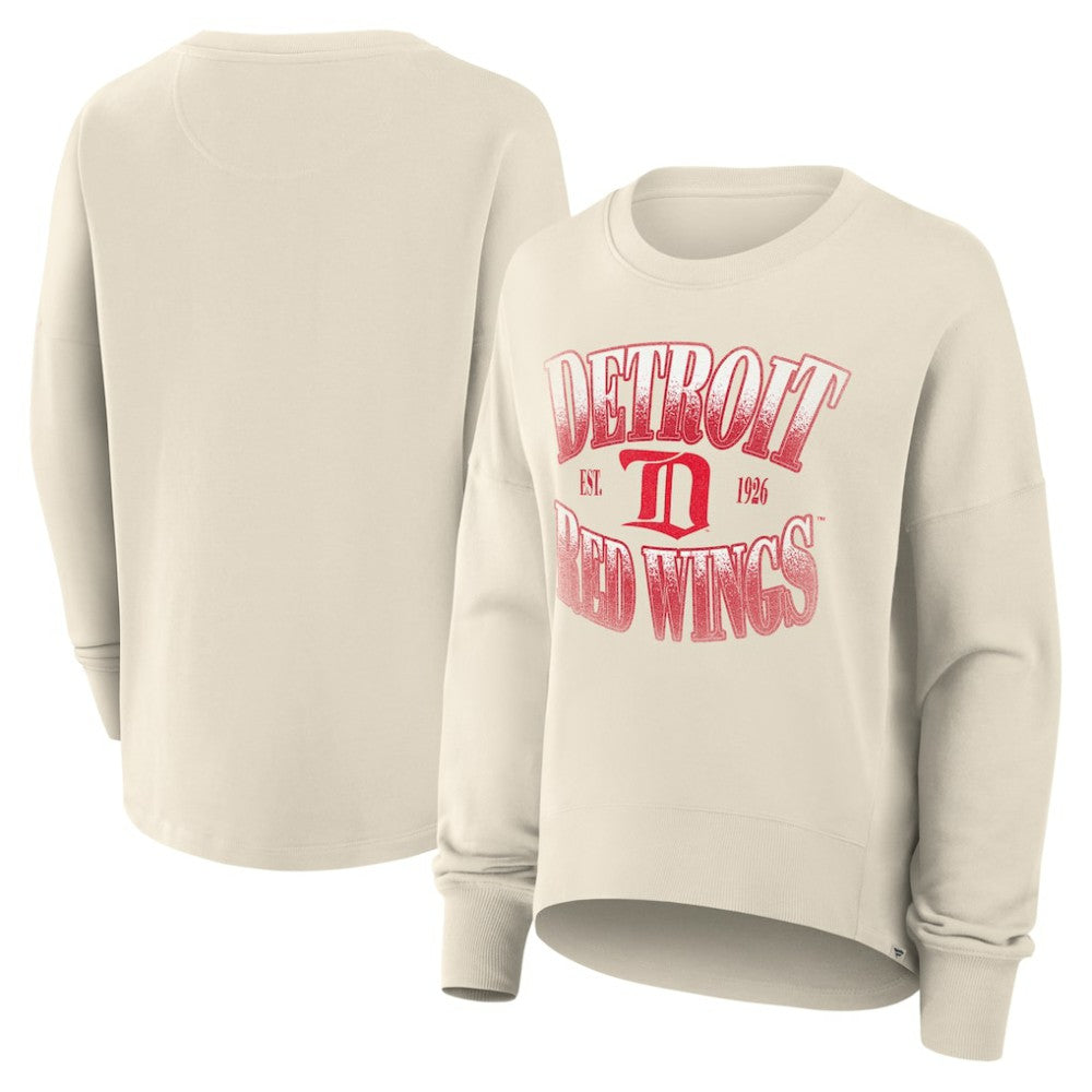 NHL Cream Detroit Red Wings Fanatics Women's Oversized Vintage Slice Pullover Sweatshirt