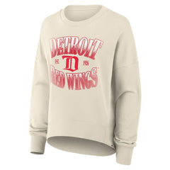 NHL Cream Detroit Red Wings Fanatics Women's Oversized Vintage Slice Pullover Sweatshirt