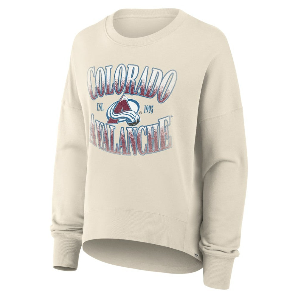 NHL Cream Colorado Avalanche Fanatics Women's Oversized Slice Pullover Sweatshirt