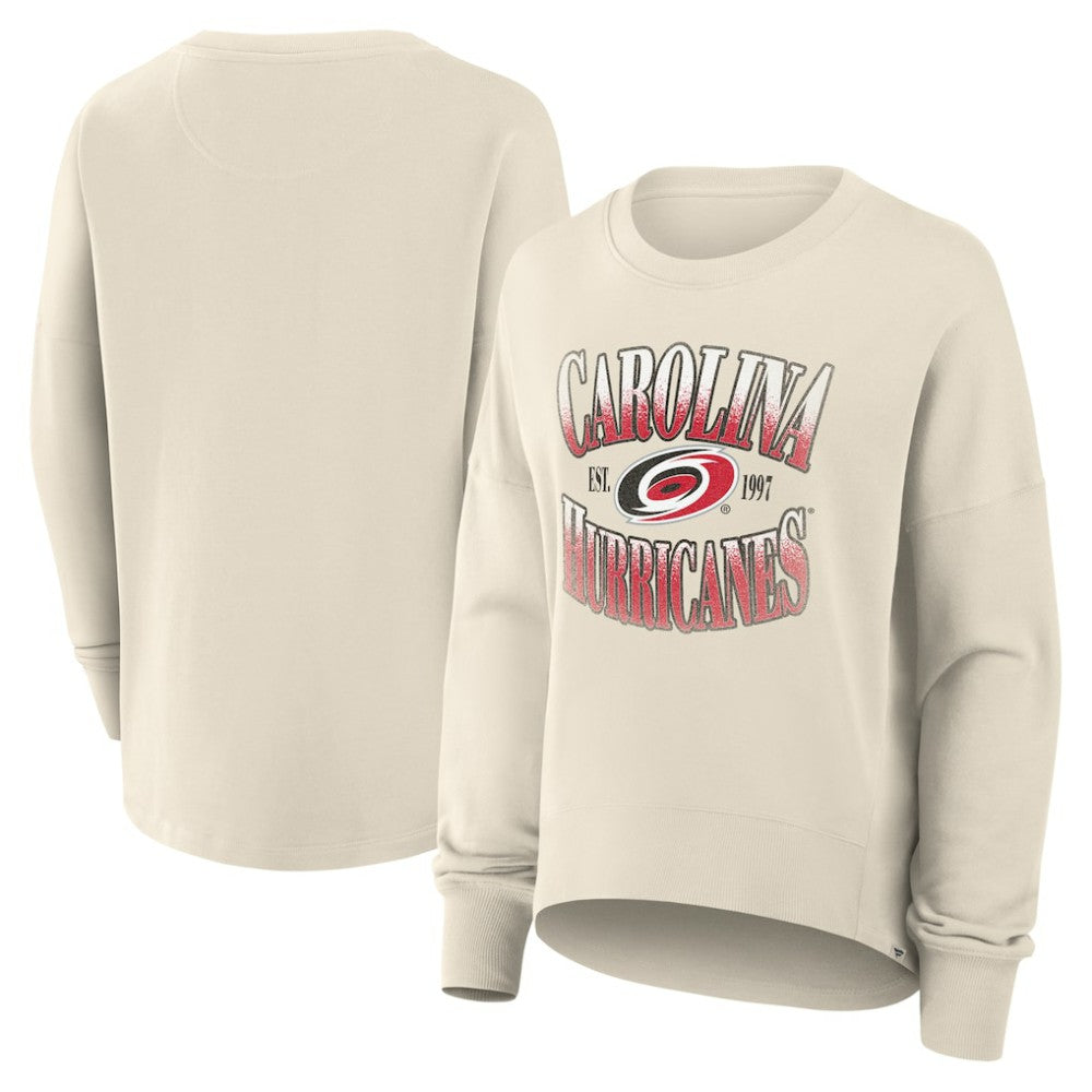NHL Cream Carolina Hurricanes Fanatics Women's Oversized Slice Pullover Sweatshirt