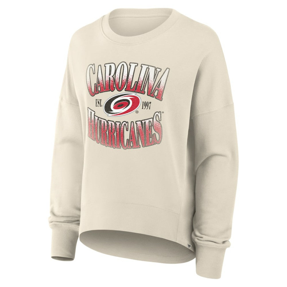 NHL Cream Carolina Hurricanes Fanatics Women's Oversized Slice Pullover Sweatshirt