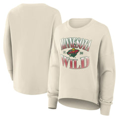 NHL Cream Minnesota Wild Fanatics Women's Oversized Slice Pullover Sweatshirt