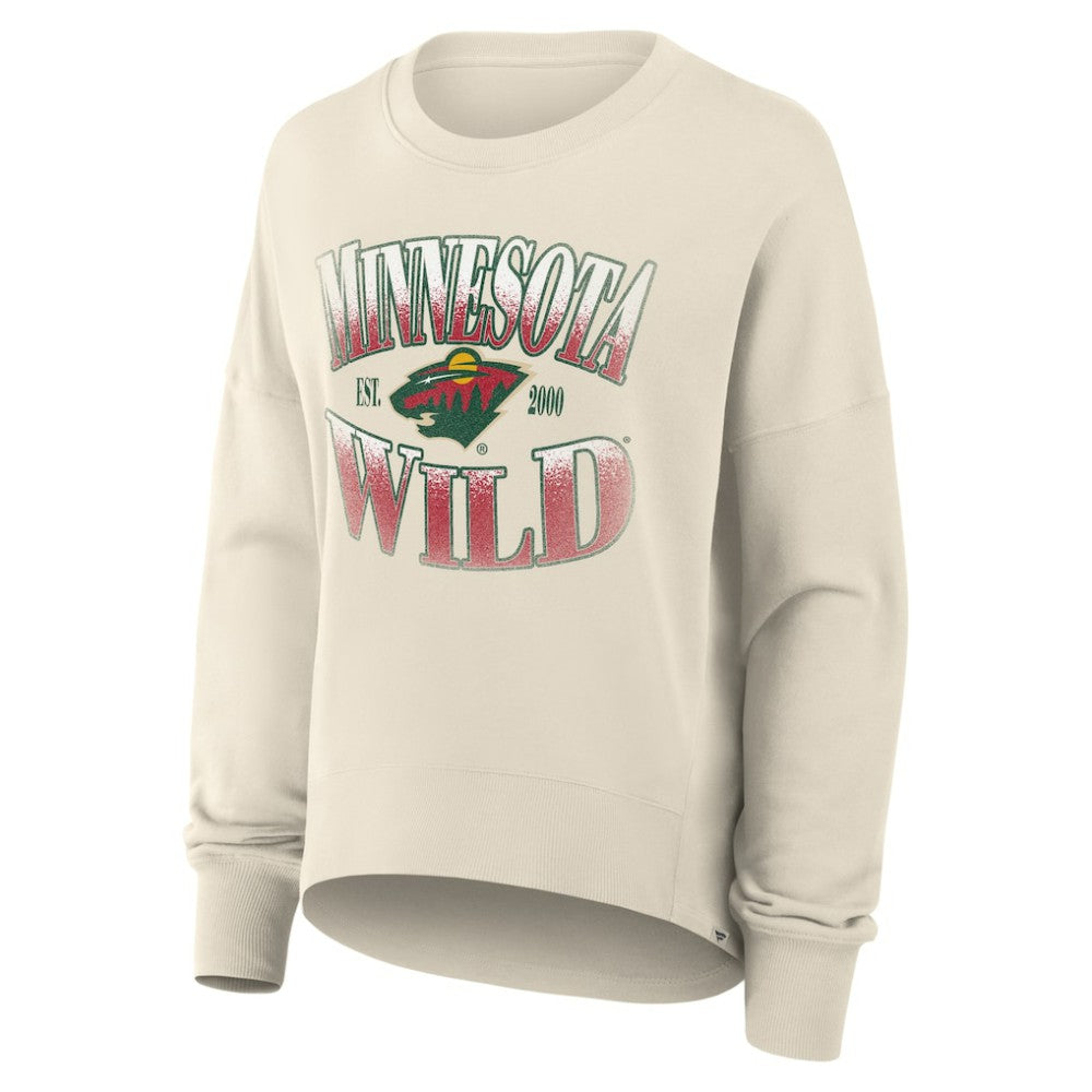 NHL Cream Minnesota Wild Fanatics Women's Oversized Slice Pullover Sweatshirt