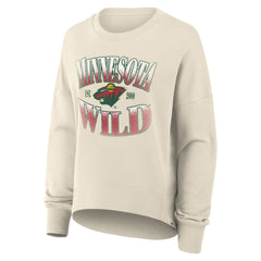 NHL Cream Minnesota Wild Fanatics Women's Oversized Slice Pullover Sweatshirt