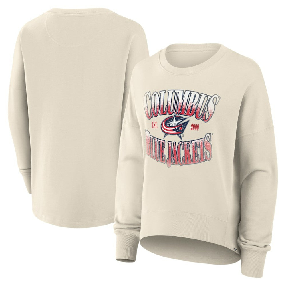 NHL Cream Columbus Blue Jackets Fanatics Women's Oversized Slice Pullover Sweatshirt