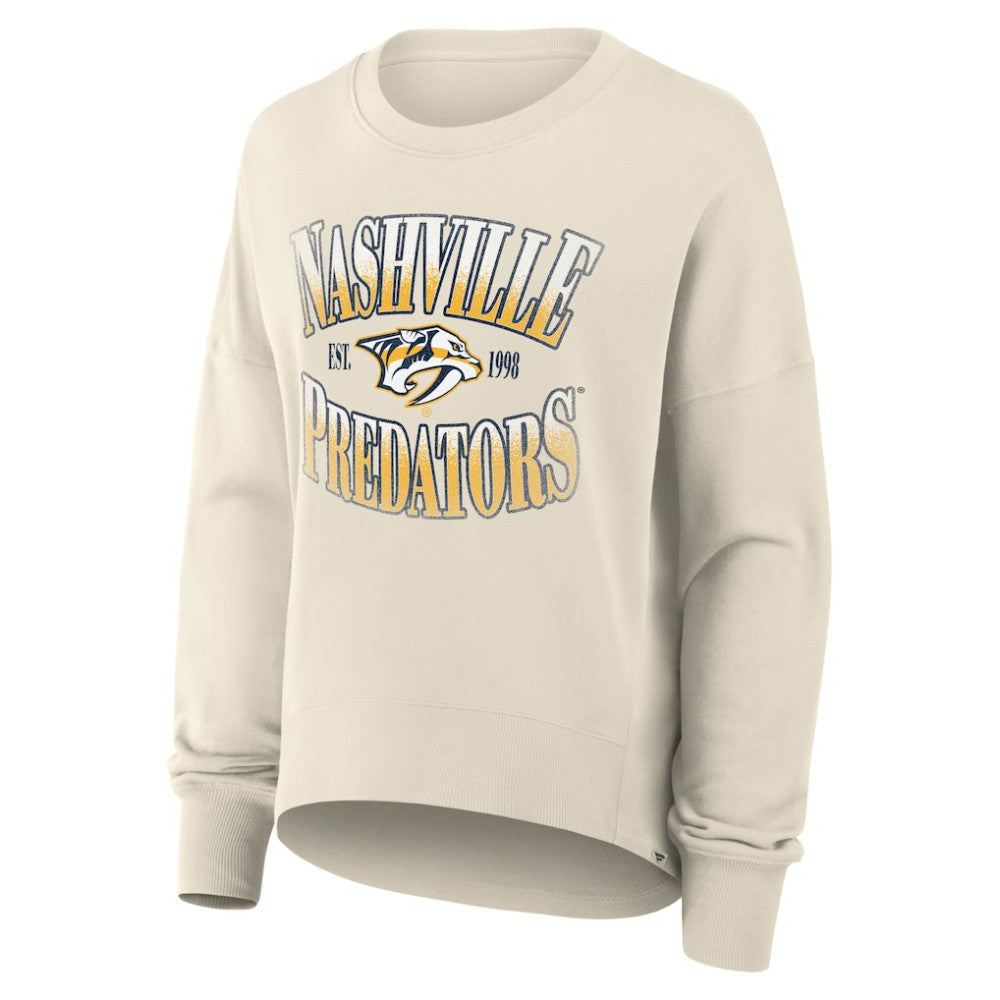 NHL Cream Nashville Predators Fanatics Women's Oversized Slice Pullover Sweatshirt