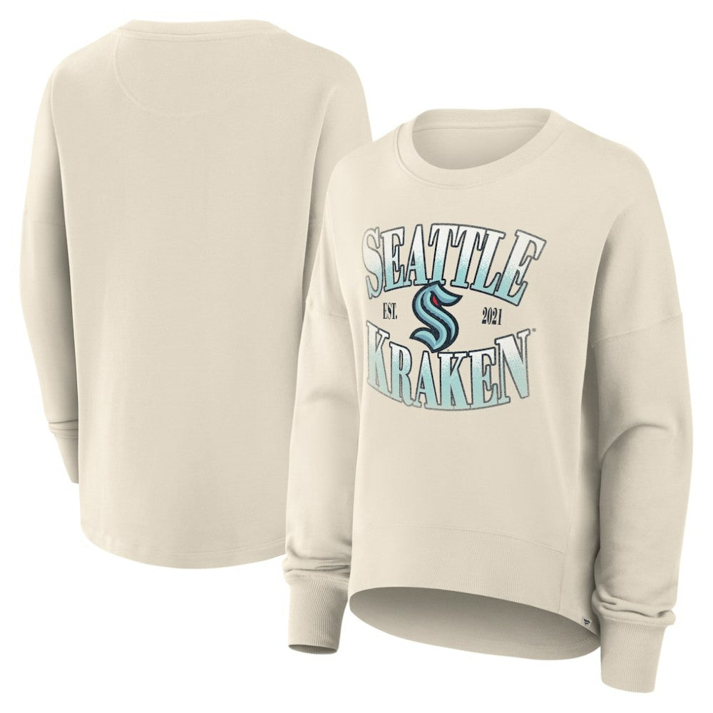 NHL Cream Seattle Kraken Fanatics Women's Oversized Slice Pullover Sweatshirt