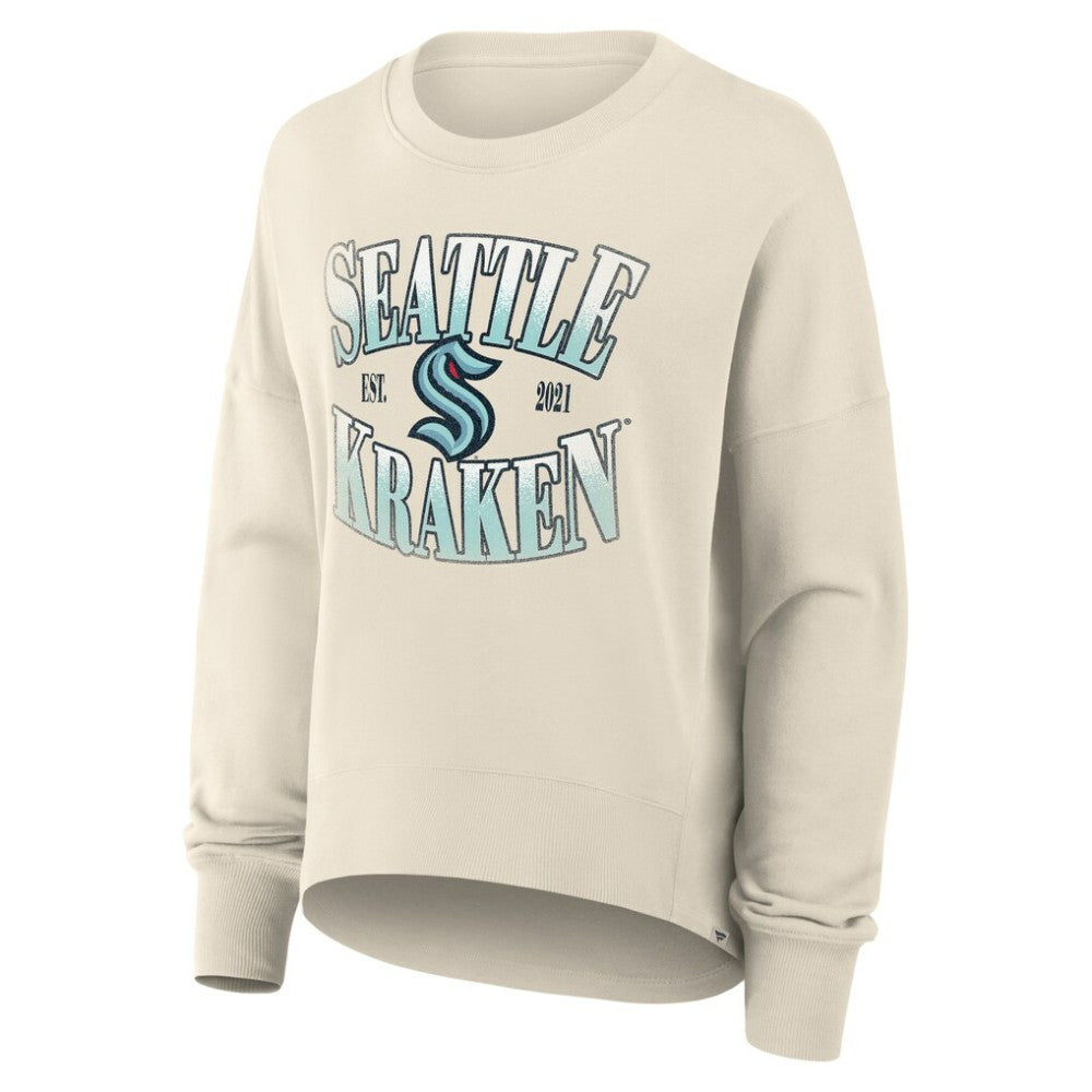 NHL Cream Seattle Kraken Fanatics Women's Oversized Slice Pullover Sweatshirt