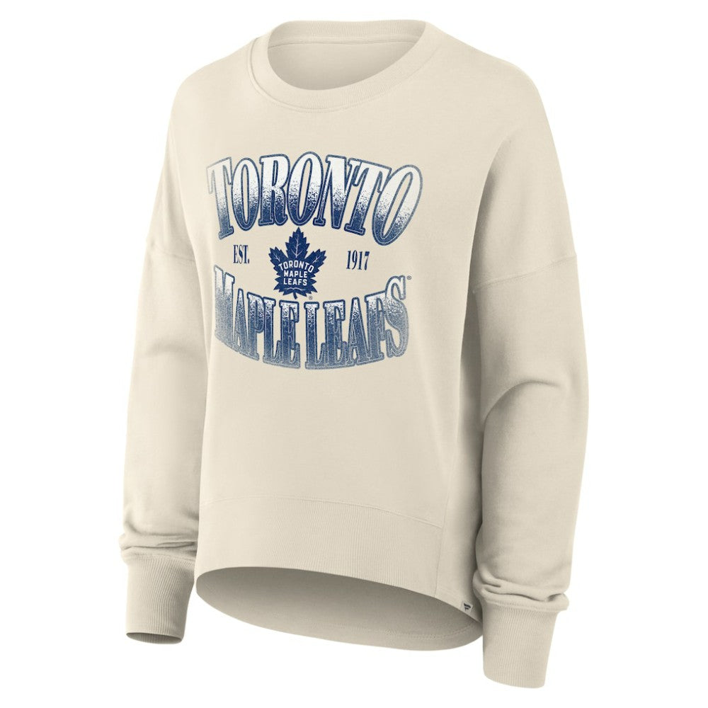 NHL Cream Toronto Maple Leafs Fanatics Women's Oversized Slice Pullover Sweatshirt