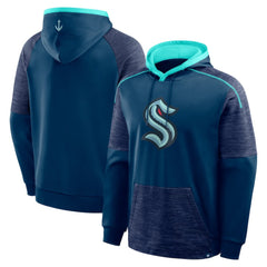 NHL Deep Sea Blue Seattle Kraken Fanatics Goaltender Defender Pullover Hoodie