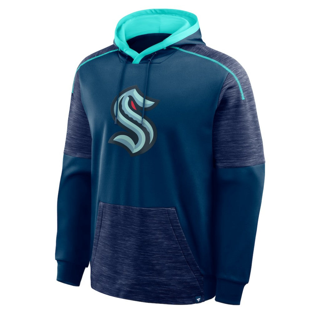 NHL Deep Sea Blue Seattle Kraken Fanatics Goaltender Defender Pullover Hoodie
