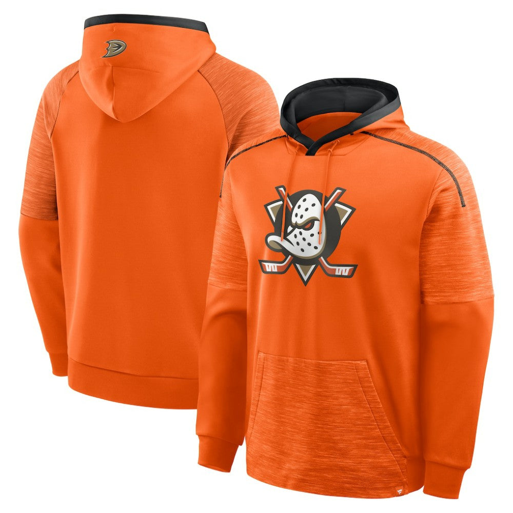 NHL Orange Anaheim Ducks Fanatics Goaltender Defender Pullover Hoodie