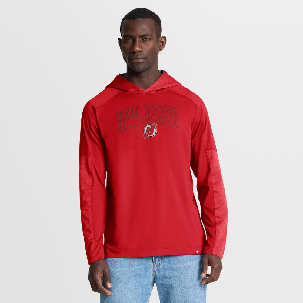 NHL Red New Jersey Devils Fanatics Penalty Shot Long Sleeve Hoodie T-Shirt