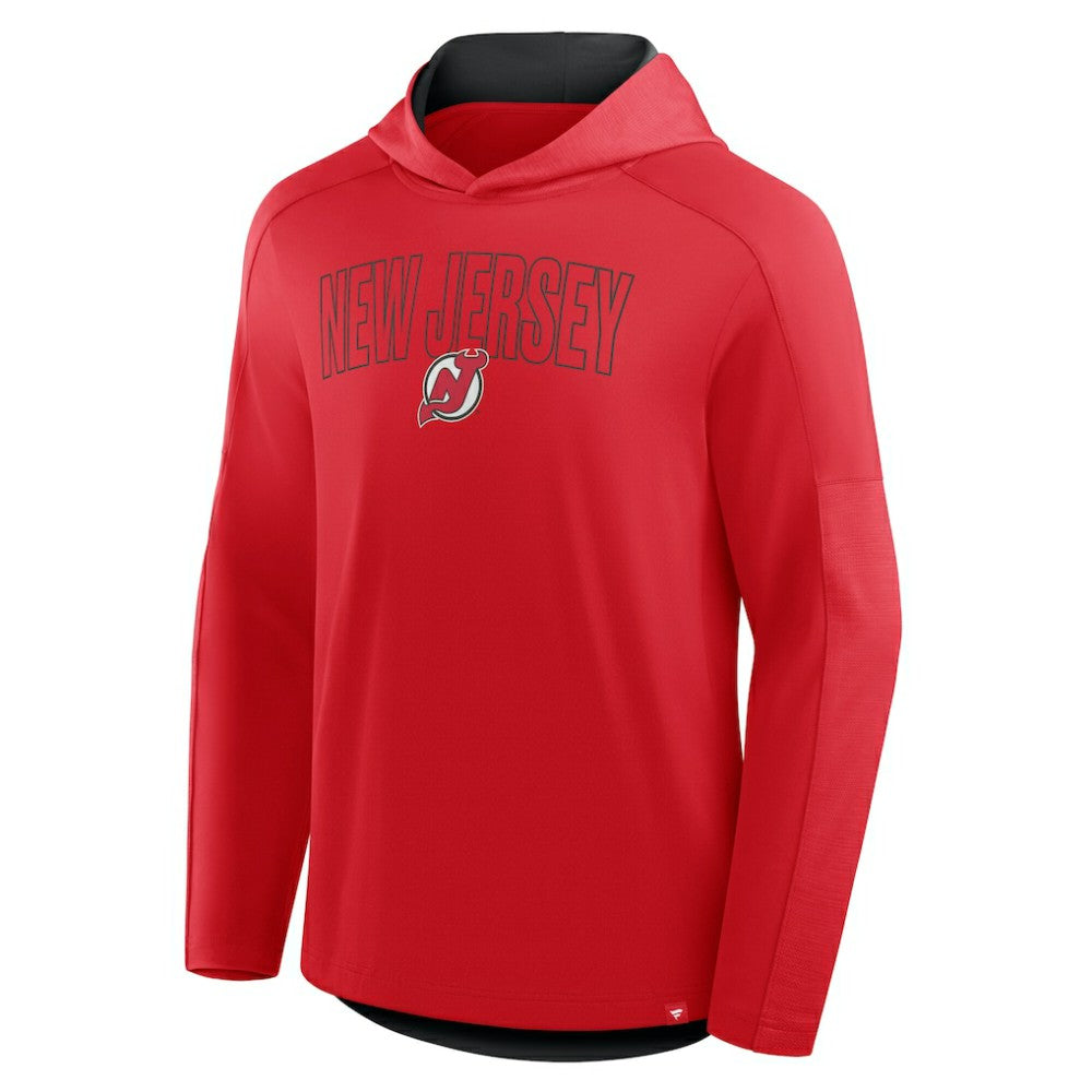 NHL Red New Jersey Devils Fanatics Penalty Shot Long Sleeve Hoodie T-Shirt