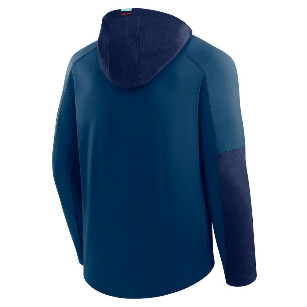 NHL Deep Sea Blue Seattle Kraken Fanatics Penalty Shot Long Sleeve Hoodie T-Shirt