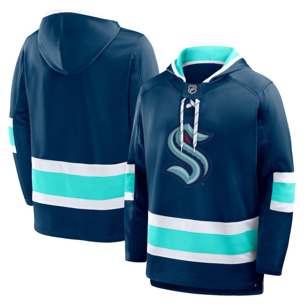 NHL Deep Sea Blue Seattle Kraken Fanatics Prime Time Fleece Hoodie
