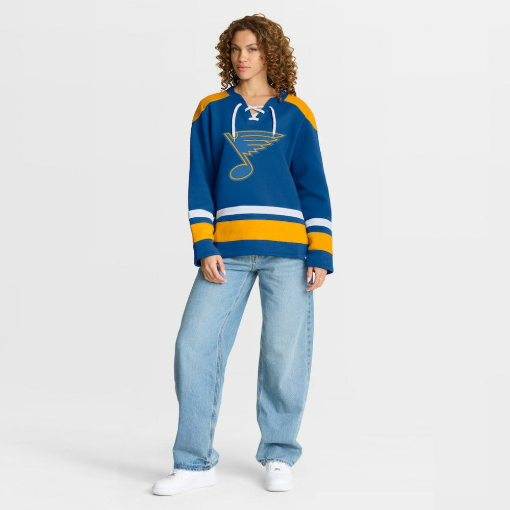 NHL Blue St. Louis Blues Fanatics Women's Icing Long Sleeve Lace Up Sweatshirt