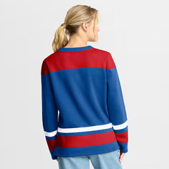 NHL Blue New York Rangers Fanatics Women's Icing Long Sleeve Lace Up Sweatshirt