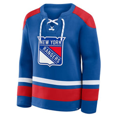 NHL Blue New York Rangers Fanatics Women's Icing Long Sleeve Lace Up Sweatshirt