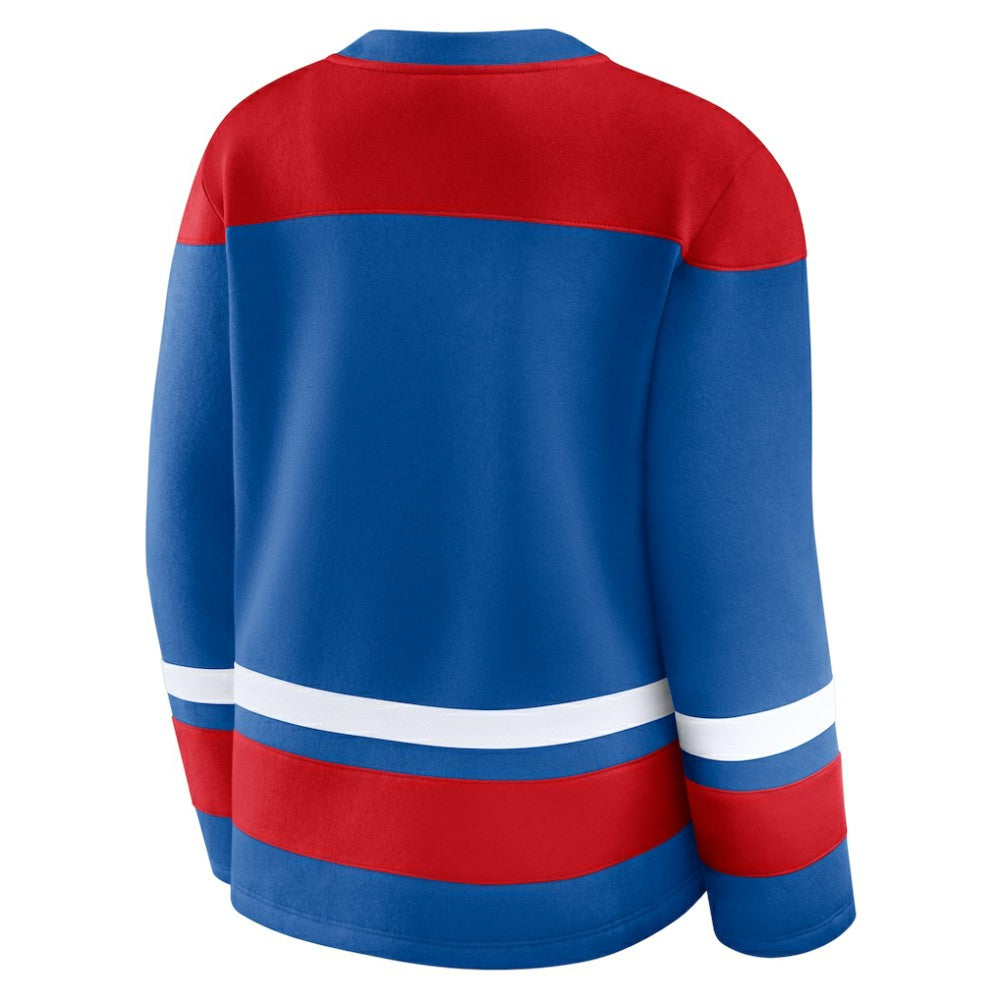 NHL Blue New York Rangers Fanatics Women's Icing Long Sleeve Lace Up Sweatshirt