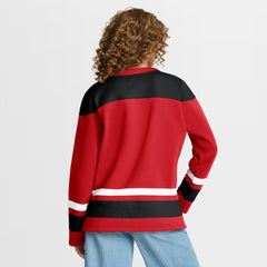 NHL Athletic Red Chicago Blackhawks Fanatics Women's Icing Long Sleeve Lace Up Sweatshirt