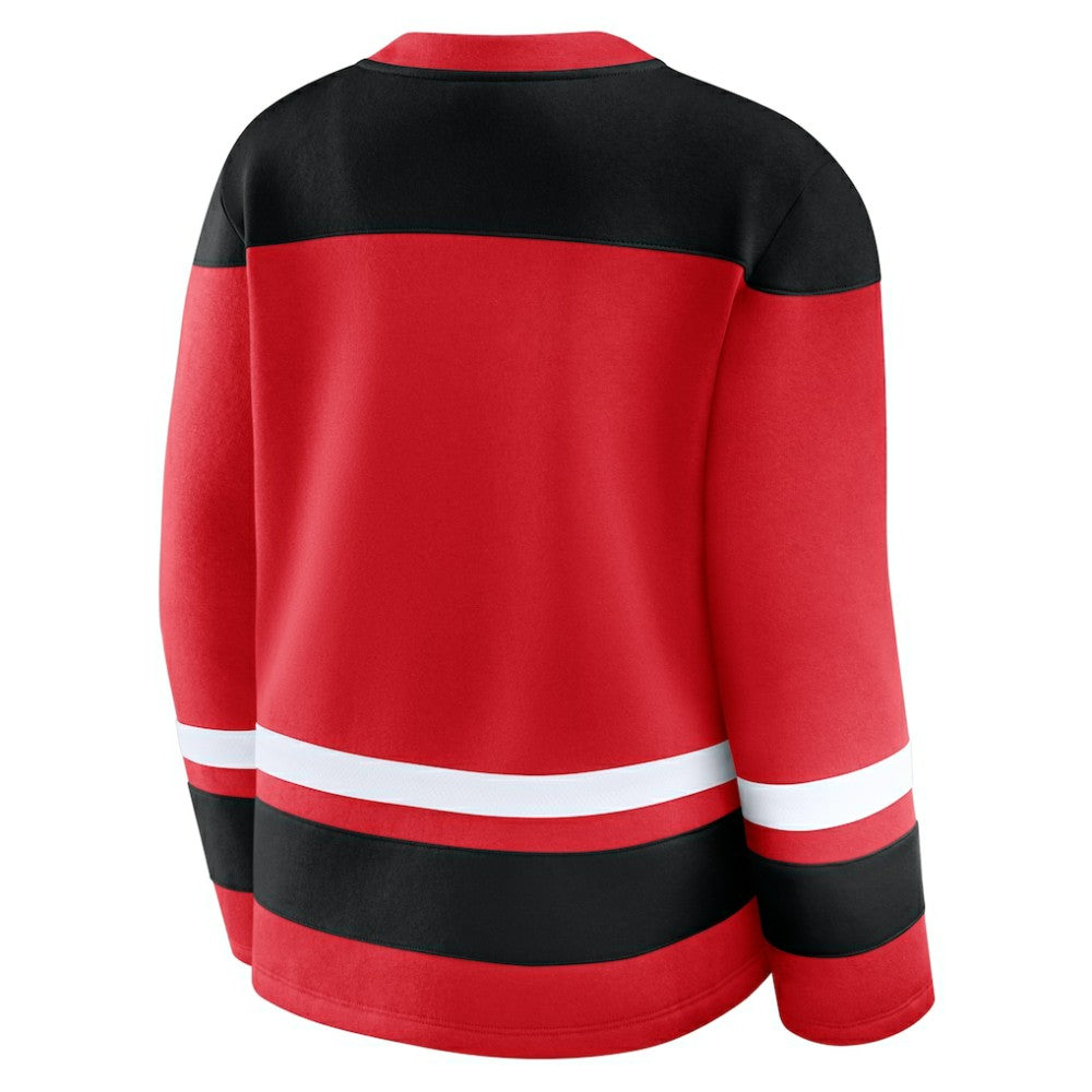 NHL Athletic Red Chicago Blackhawks Fanatics Women's Icing Long Sleeve Lace Up Sweatshirt