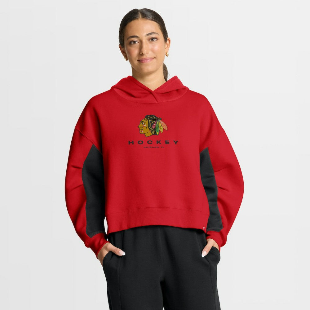 NHL Red Chicago Blackhawks Fanatics Women's Back Check Boxy Hoodie