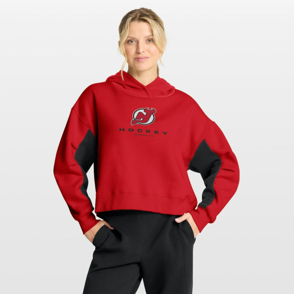 NHL Red New Jersey Devils Fanatics Women's Back Check Boxy Hoodie