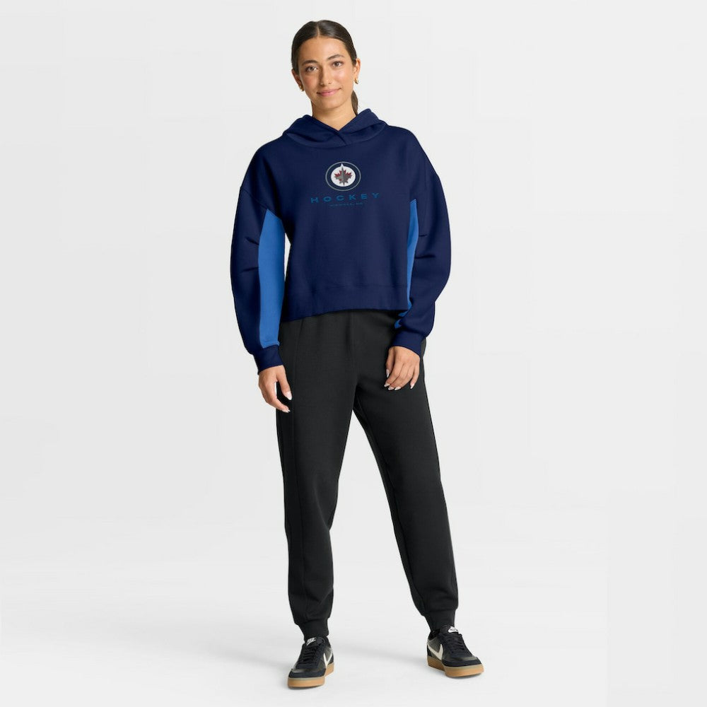NHL Navy Winnipeg Jets Fanatics Women's Back Check Boxy Hoodie