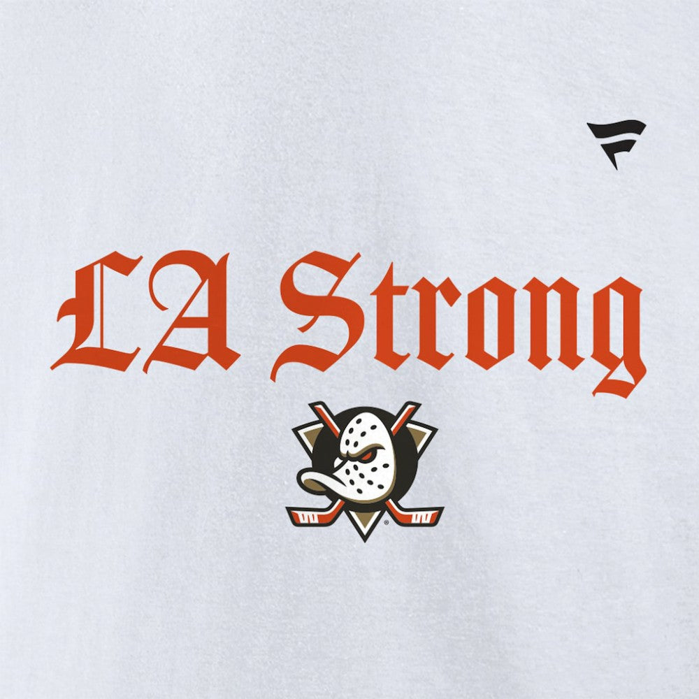 NHL White Anaheim Ducks Fanatics Unisex LA Strong Premium Fleece Pullover Hoodie
