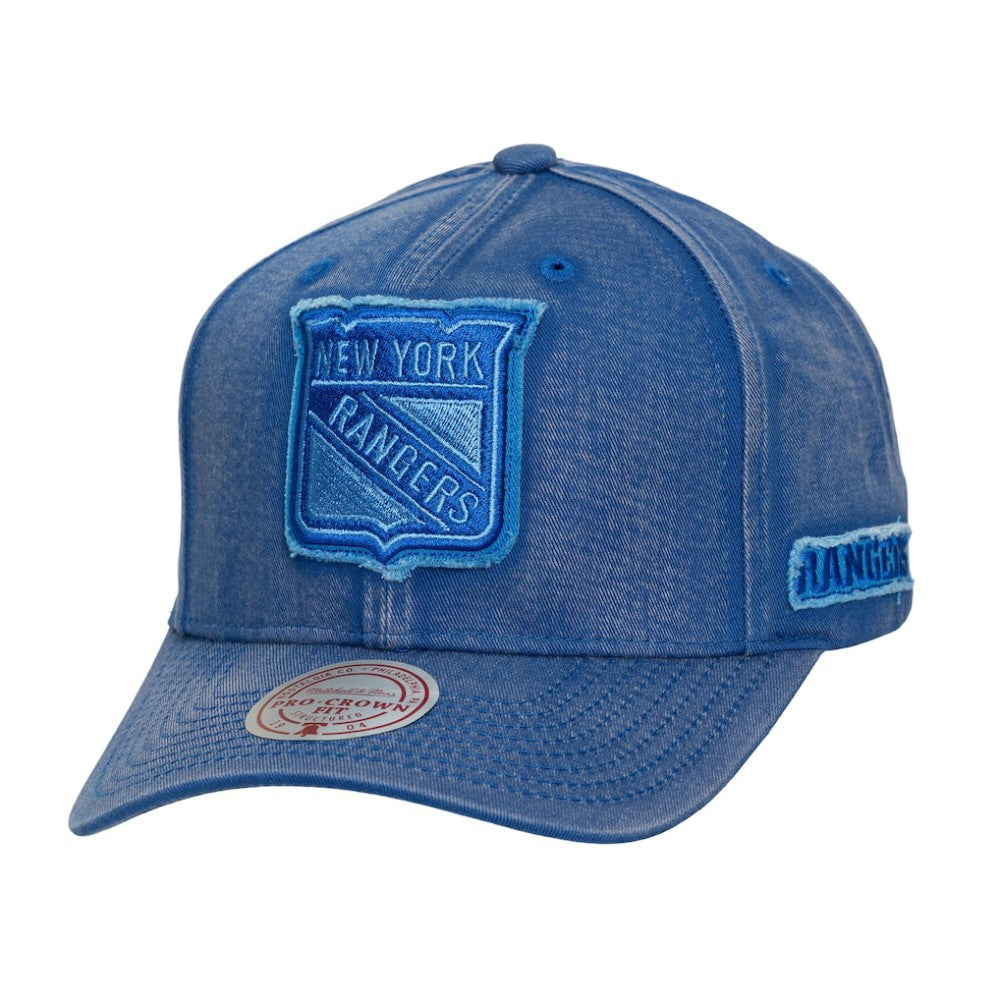 NHL Blue New York Rangers Mitchell & Ness Downtown Snow Wash Pro-Crown Adjustable Hat