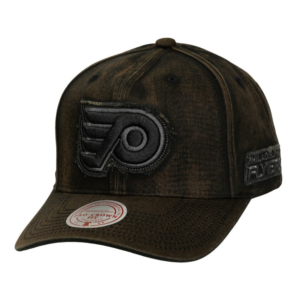 NHL Black Philadelphia Flyers Mitchell & Ness Downtown Snow Wash Pro-Crown Adjustable Hat
