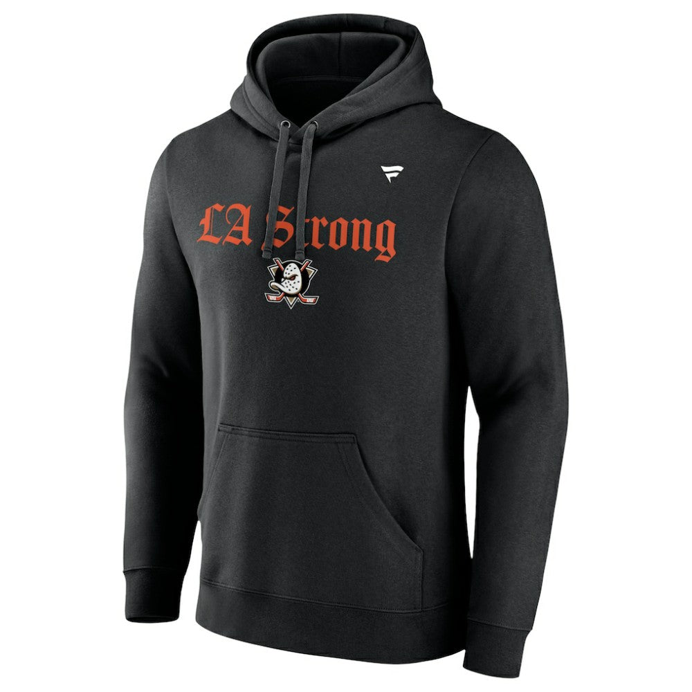 NHL Black Anaheim Ducks Fanatics Unisex LA Strong Fleece Pullover Hoodie
