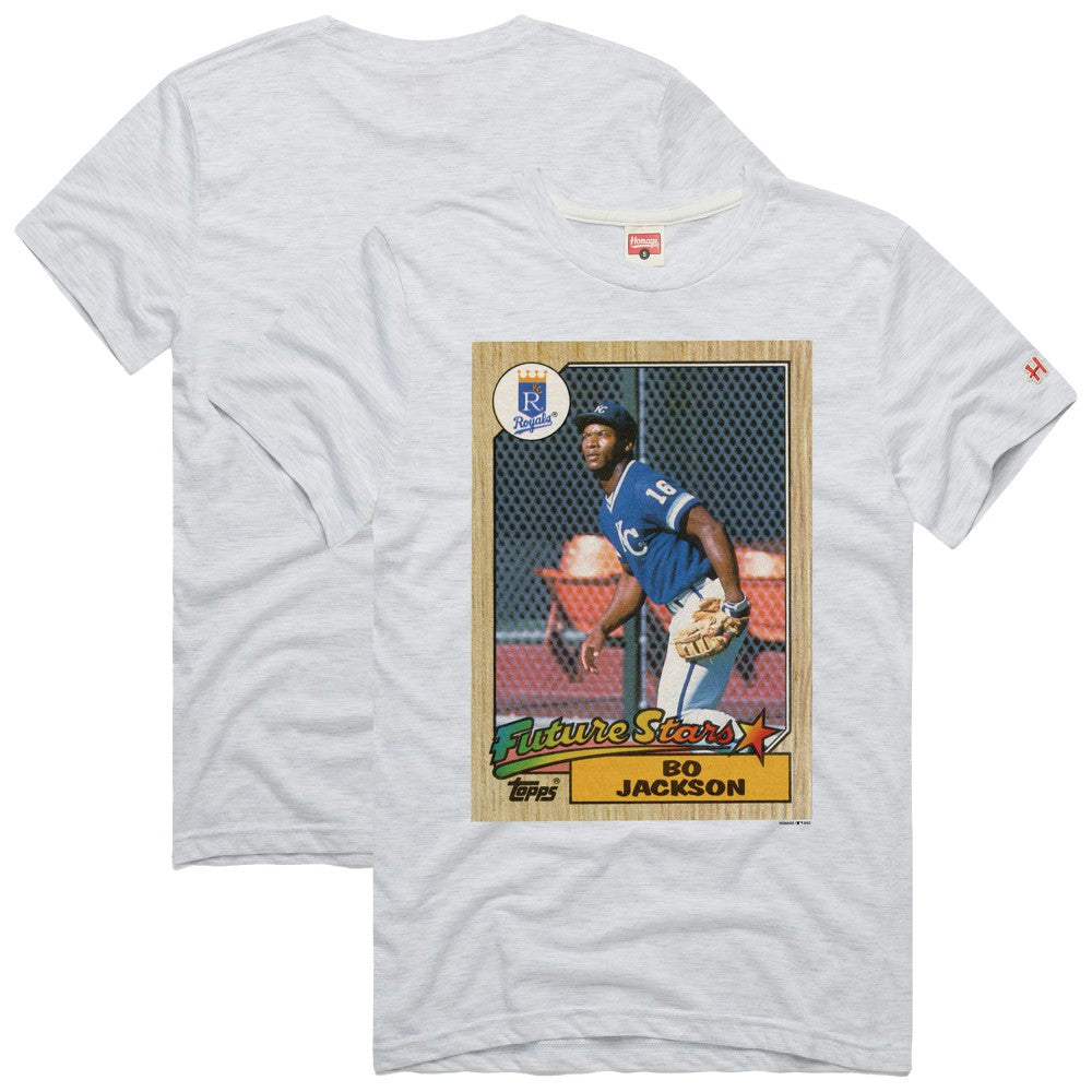 MLB Bo Jackson Kansas City Royals Homage 1987 Topps Baseball Card Player T-Shirt